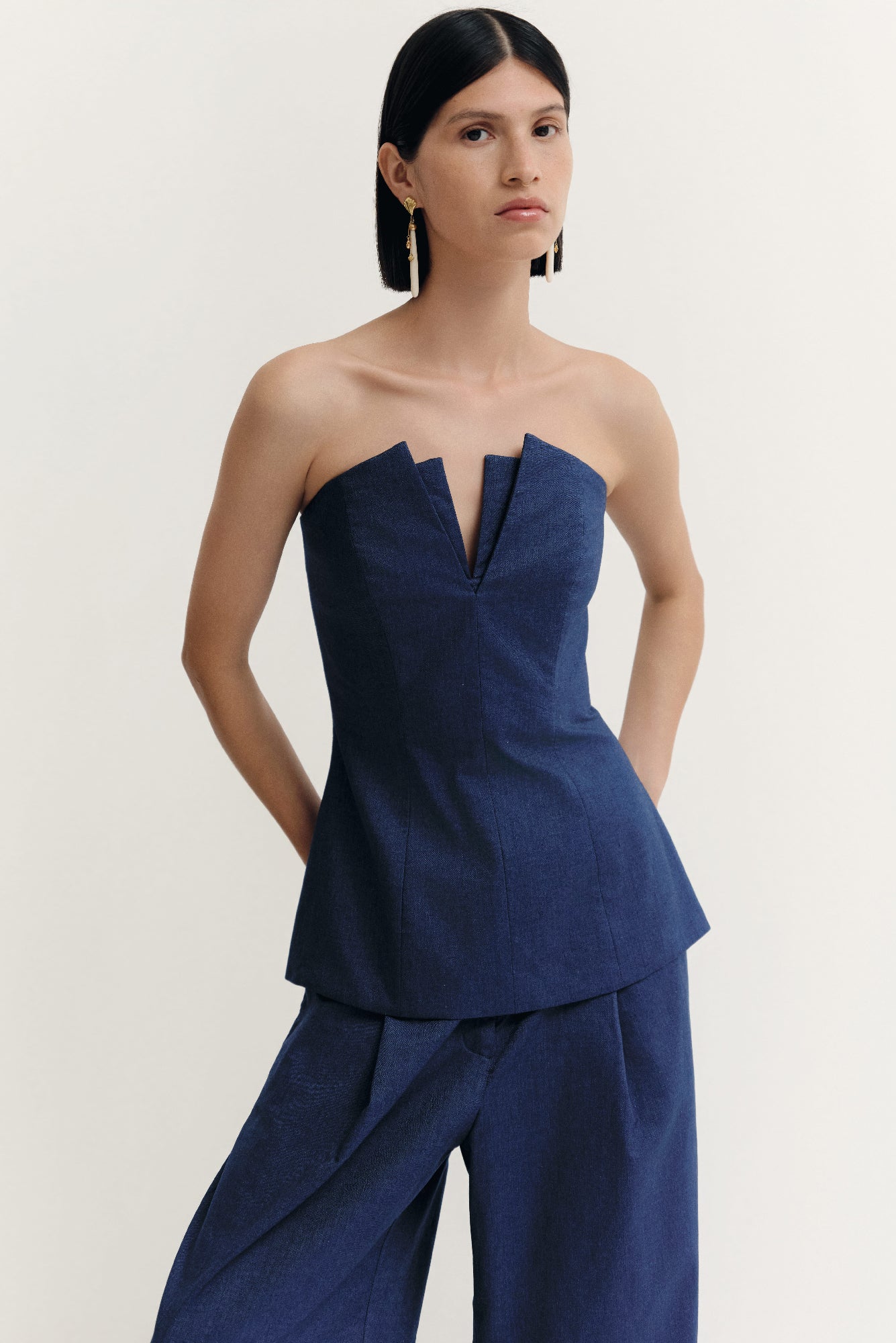 Corozo Top in Navy Denim
