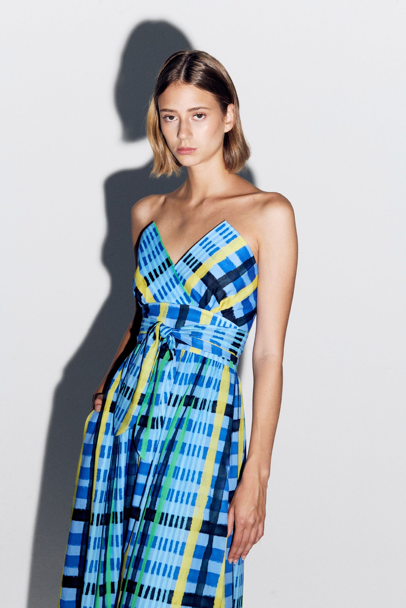 Charro Dress in Tartan Charra Azul Print