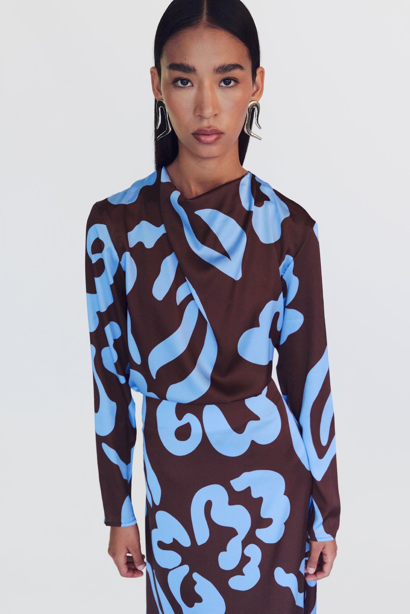 Greta Blouse in Nory Moca Print