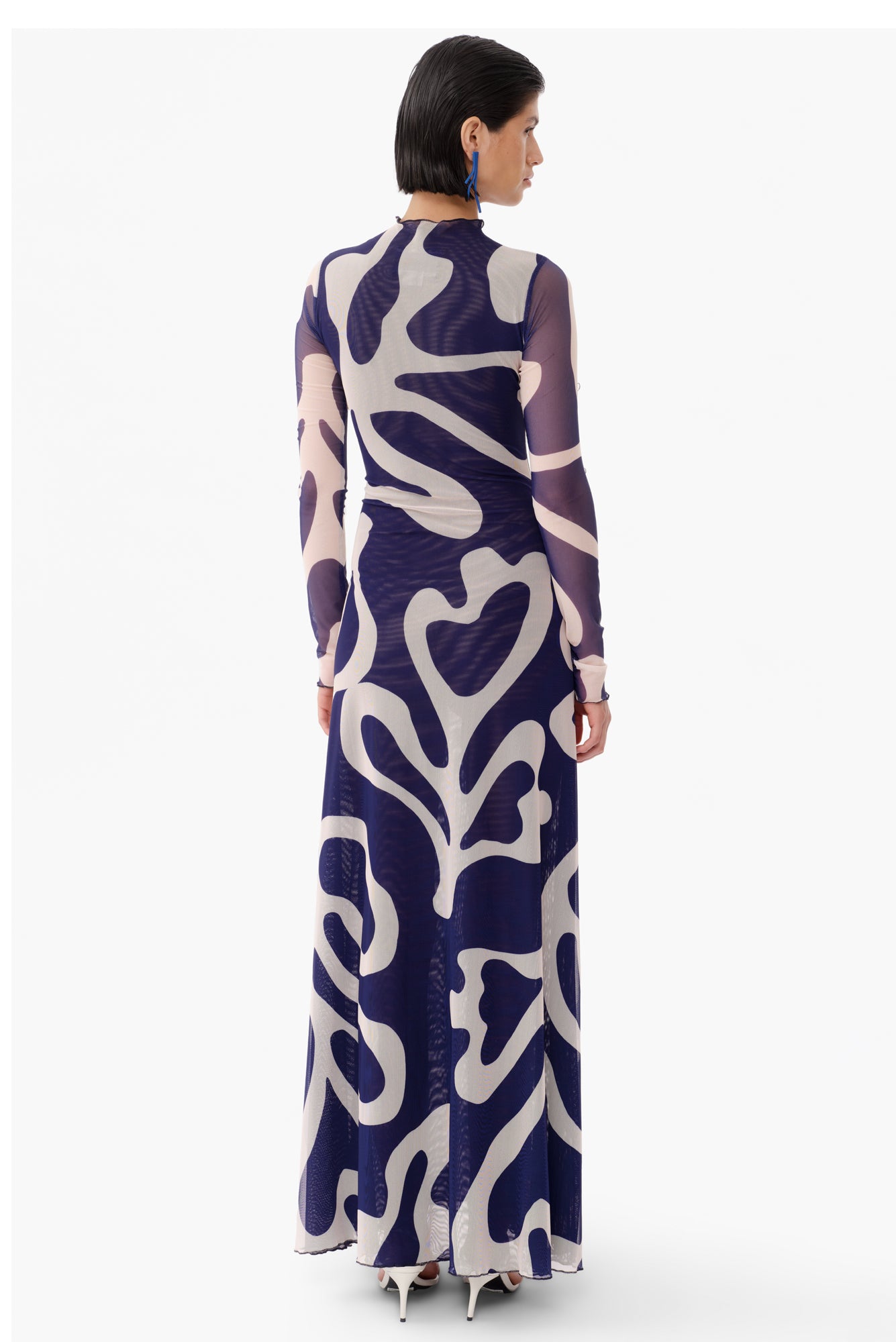 Myanmar Dress in Nory Navy Print