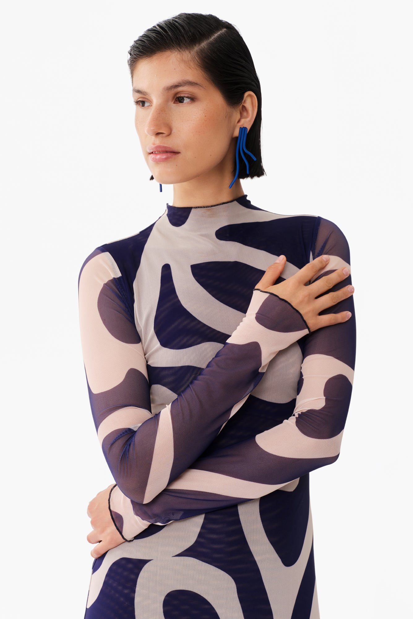 Myanmar Dress in Nory Navy Print