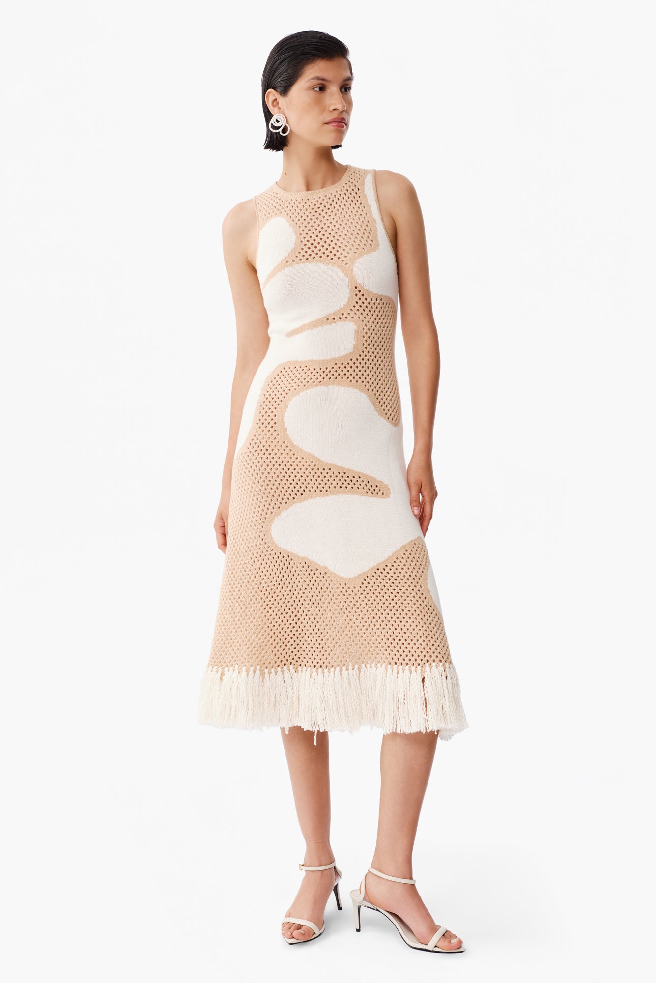 Gardenia Dress in Beige / White