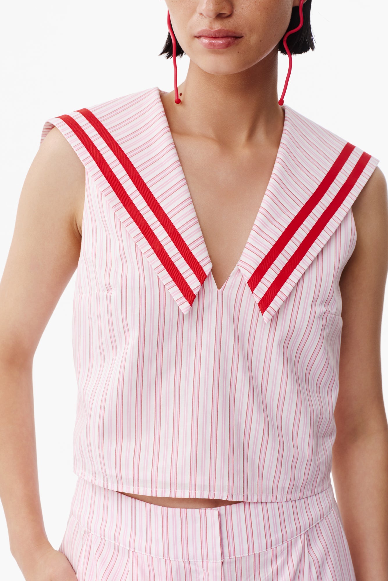 Kai Top in Lineas Rojas Print