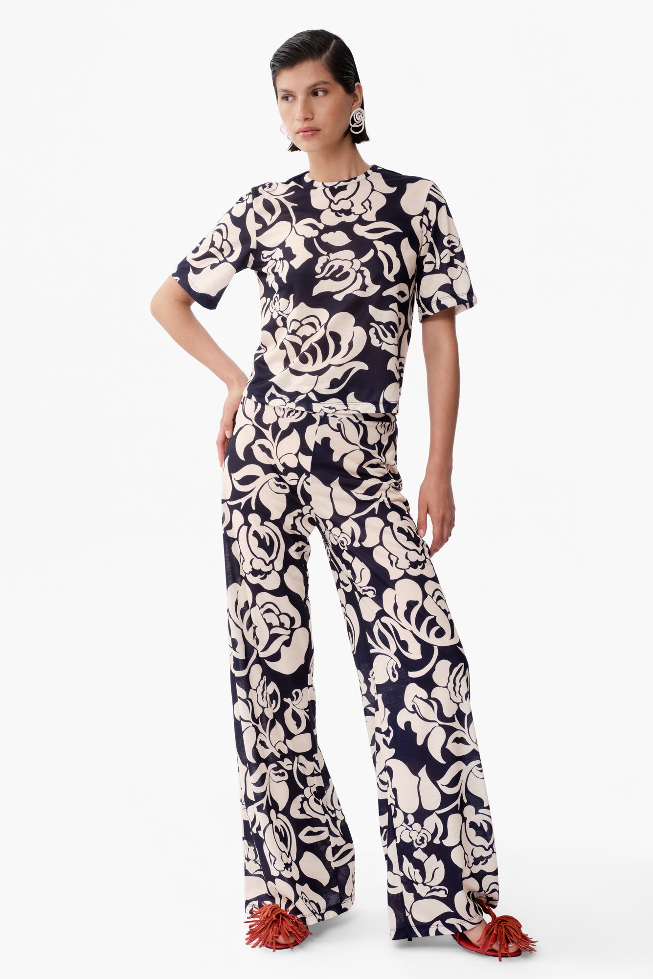 Dakota Top in Flora Navy Print