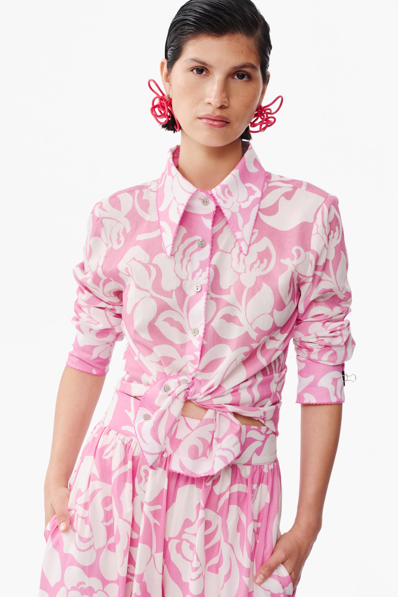 Carmela Blouse in Flora Pink Print