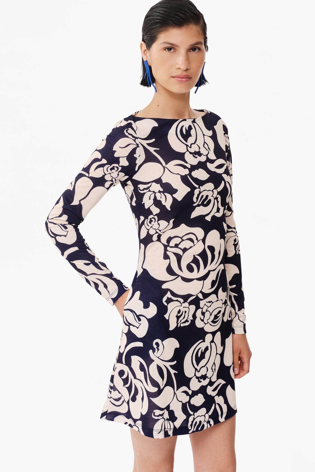 Rubi Dress in Flora Navy Print