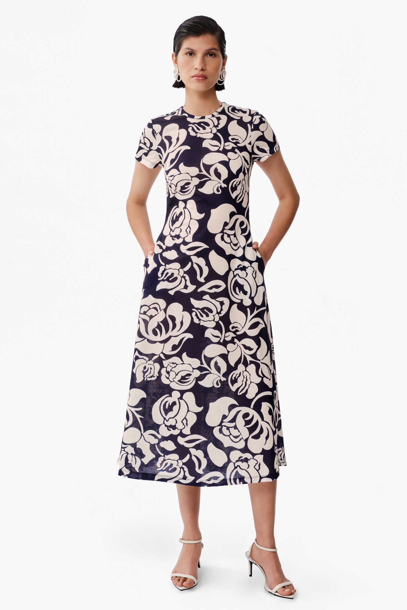 Marimba Dress in Flora Navy Print
