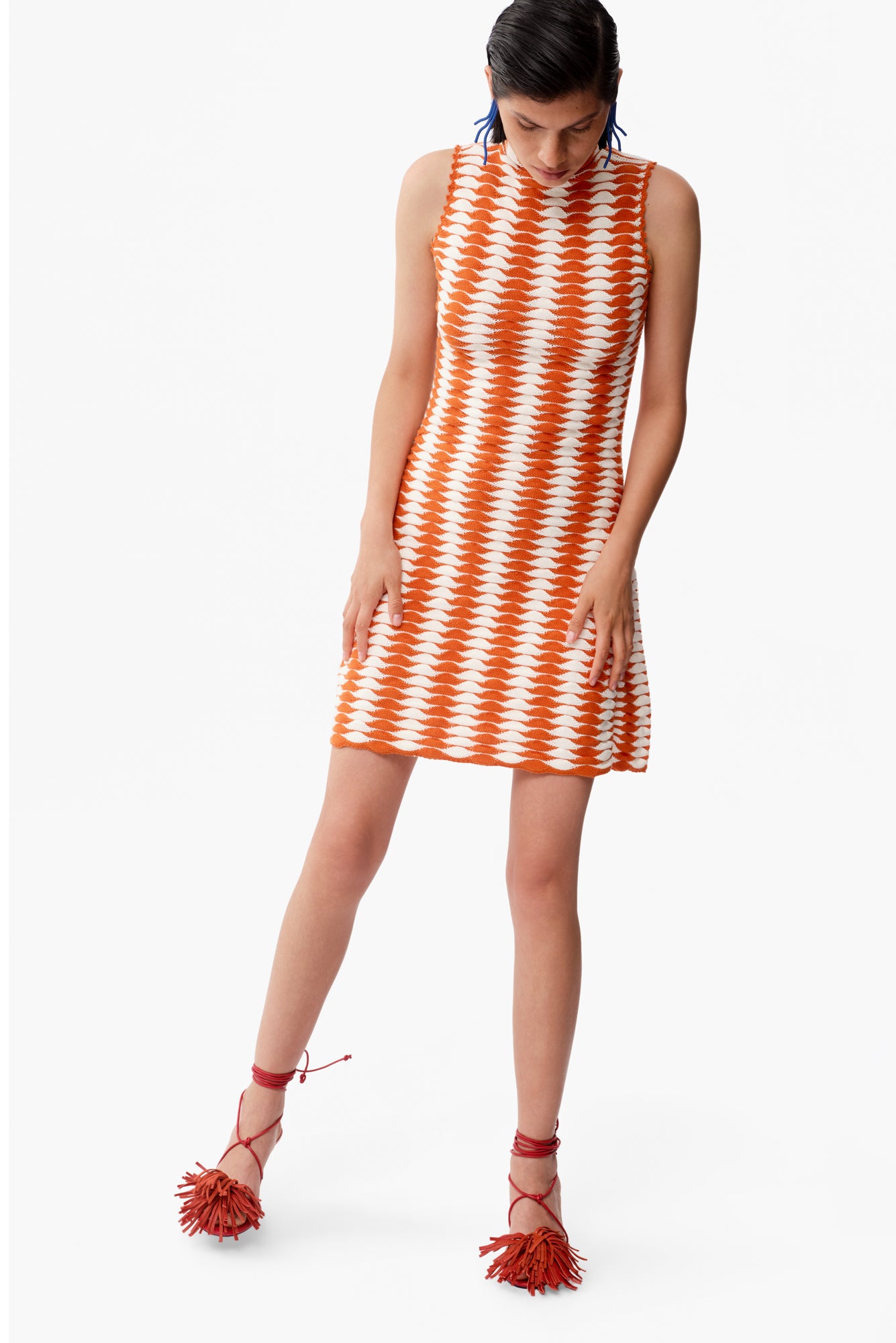 Monte Dress in White / Orange
