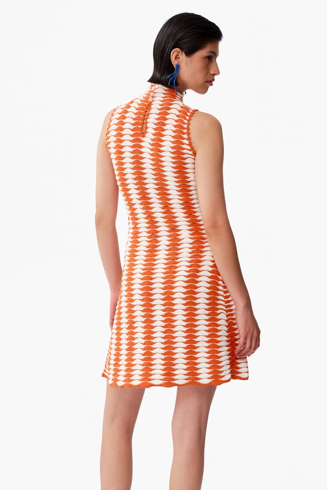Monte Dress in White / Orange