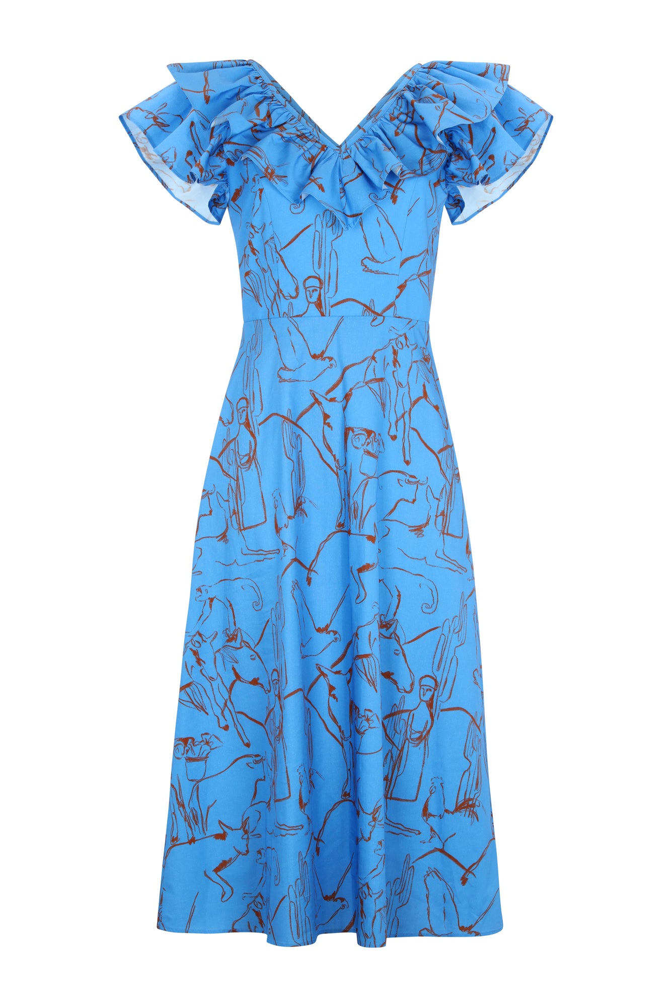 Margarita Dress in Caballos Azul Print