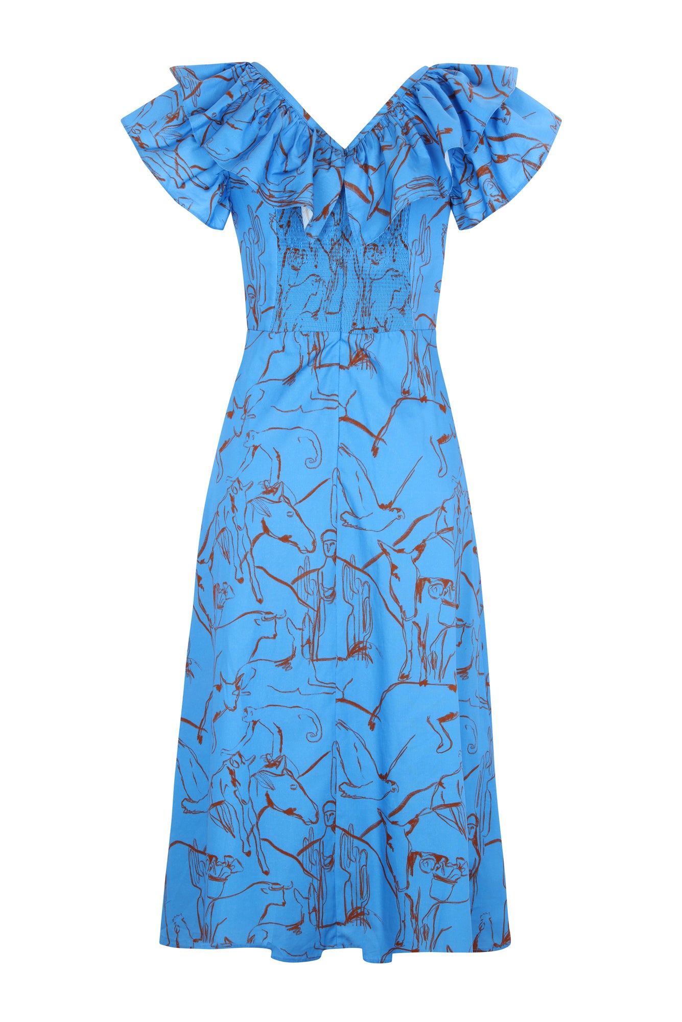 Margarita Dress in Caballos Azul Print