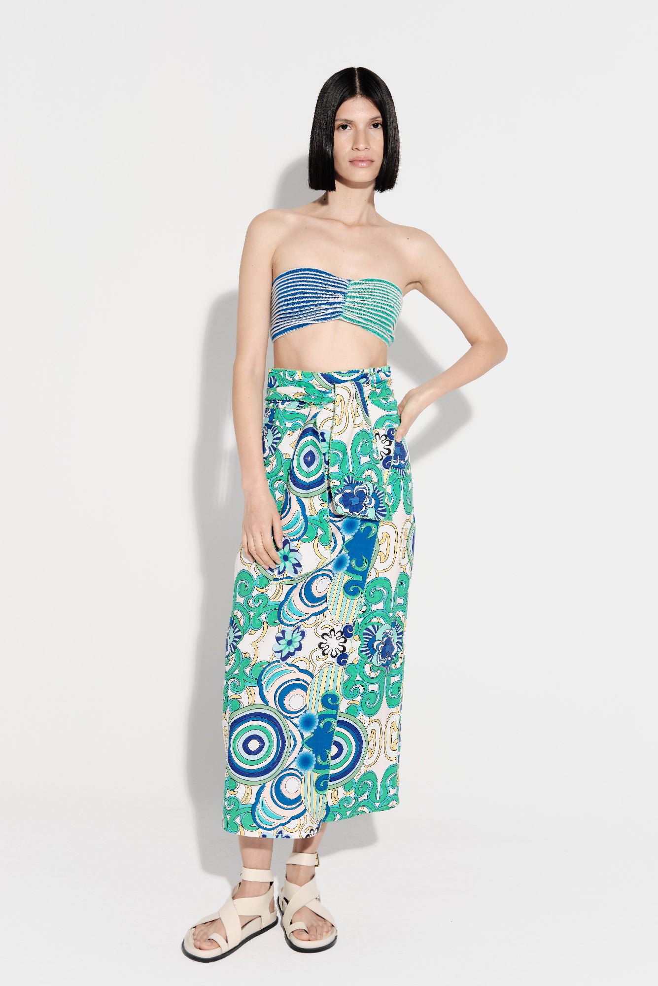 Papagayo Top in Indigo / Green