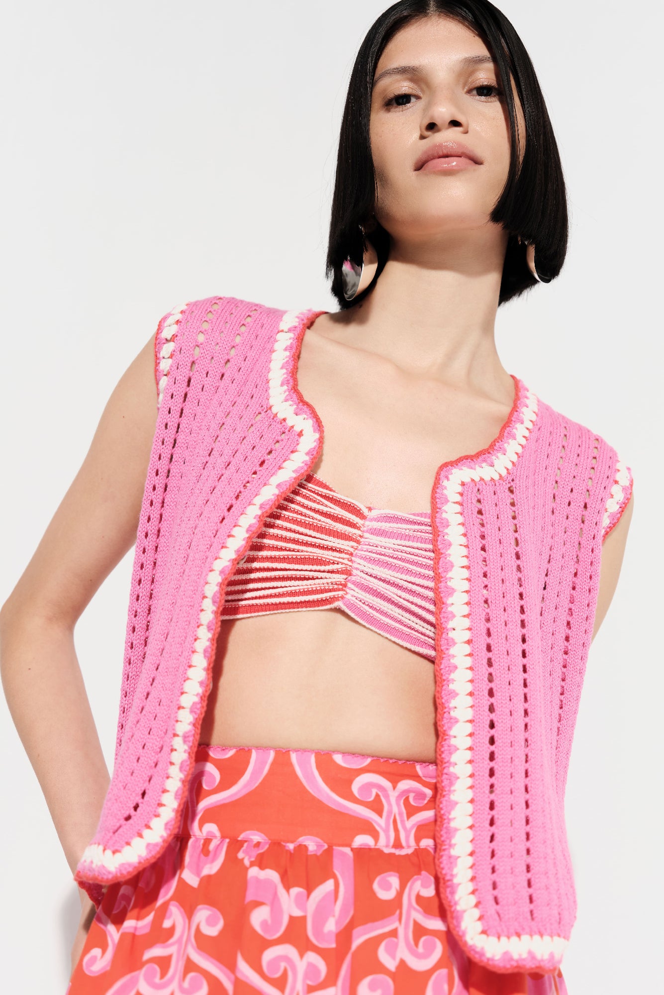 Papagayo Top in Tangerine / Fuchsia