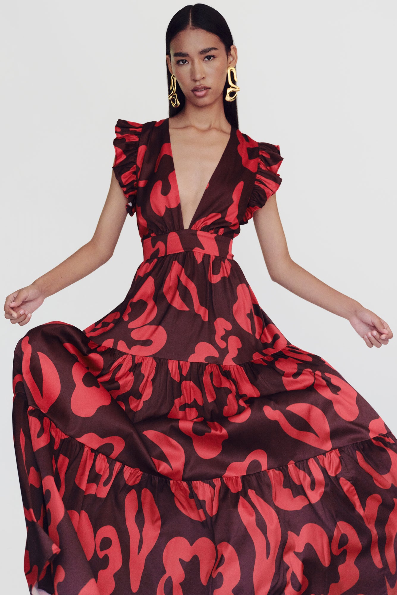 Coralina Dress in Nory Burgundy Print