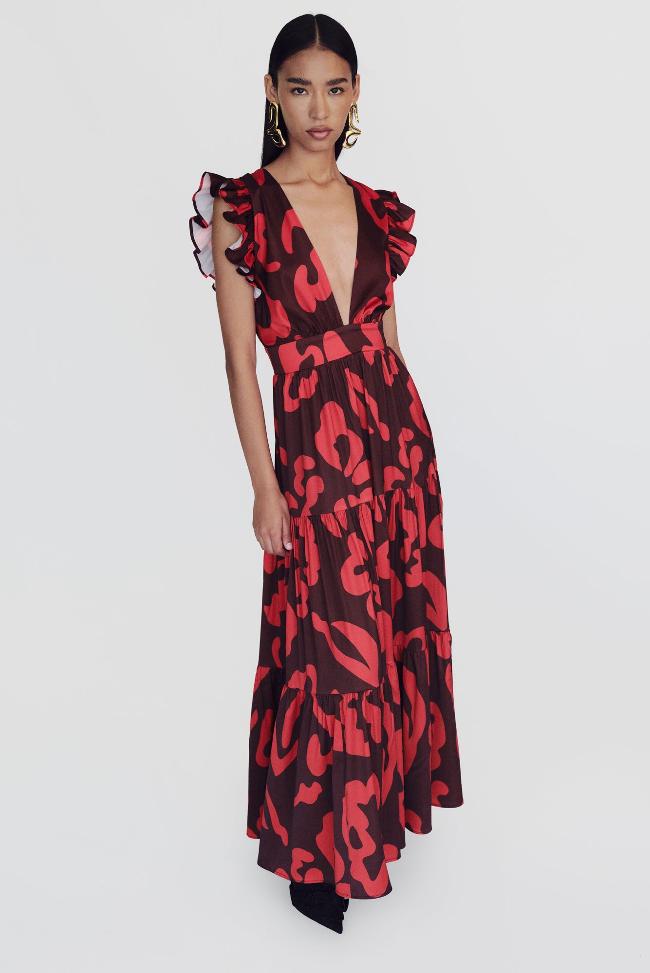 Coralina Dress in Nory Burgundy Print