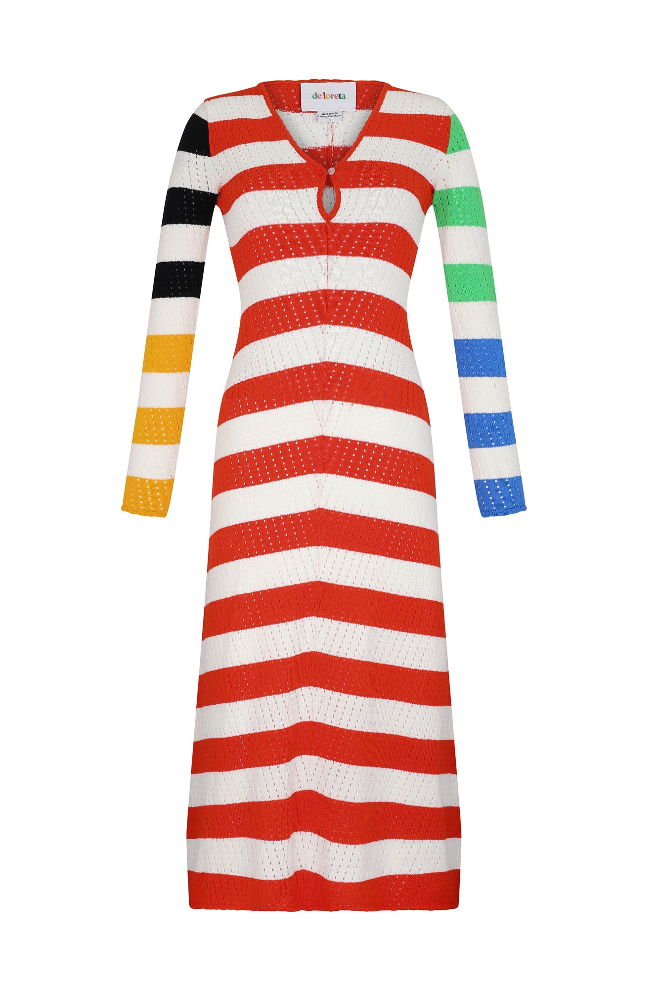 Vestido Rocoto en rayas llamativas multicolores
