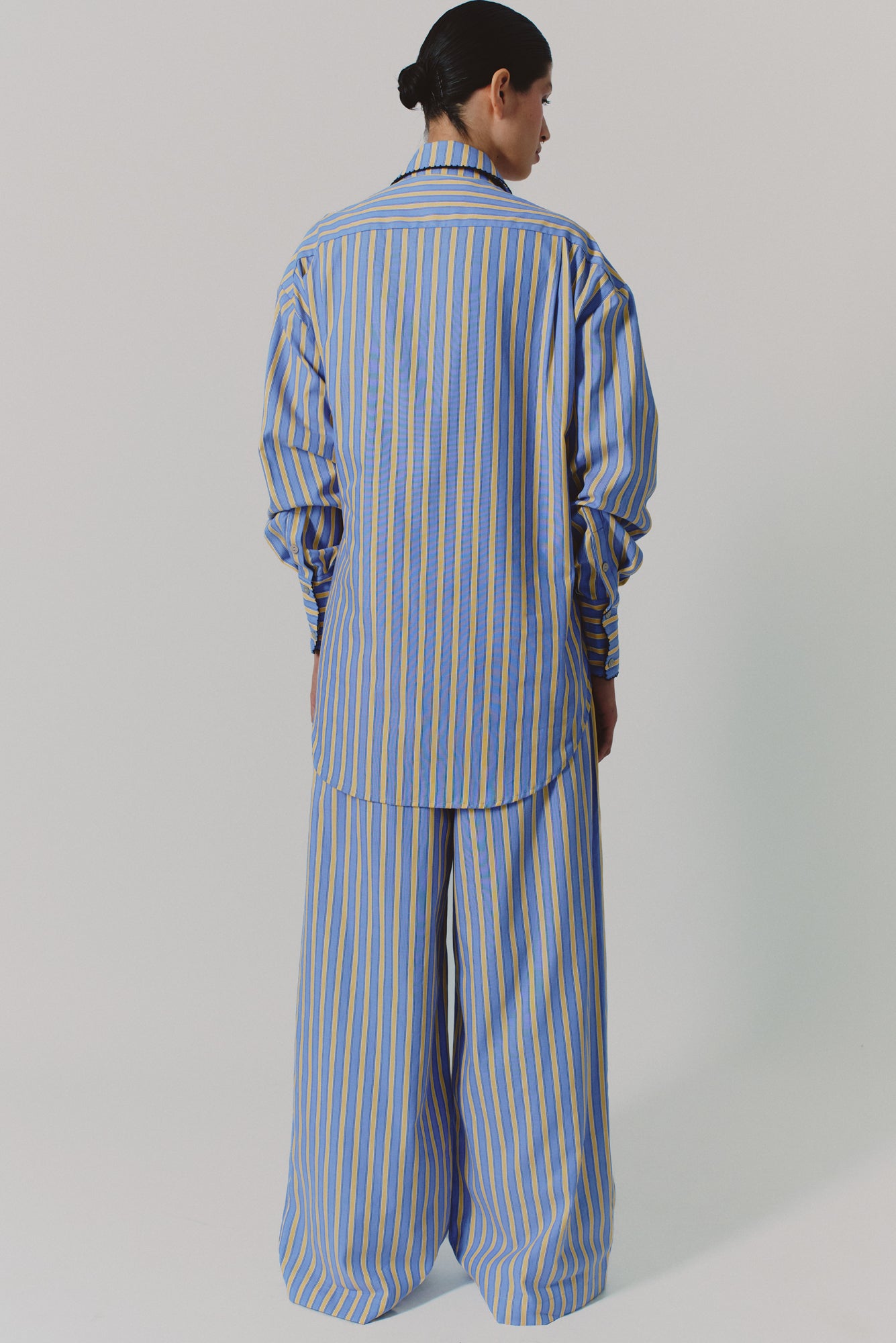 Oriente Blouse in Mix Blue Stripes