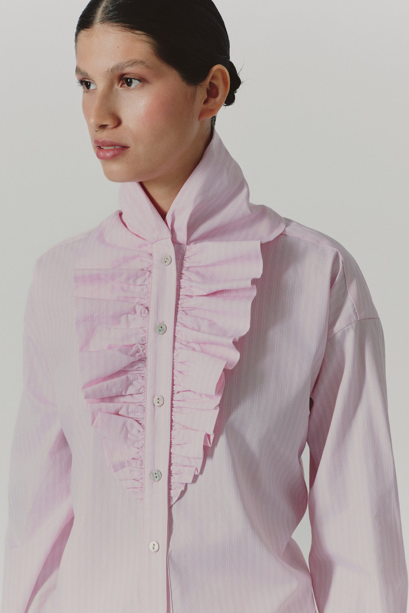 Laurel Blouse in Mil Rayas Rosa Print