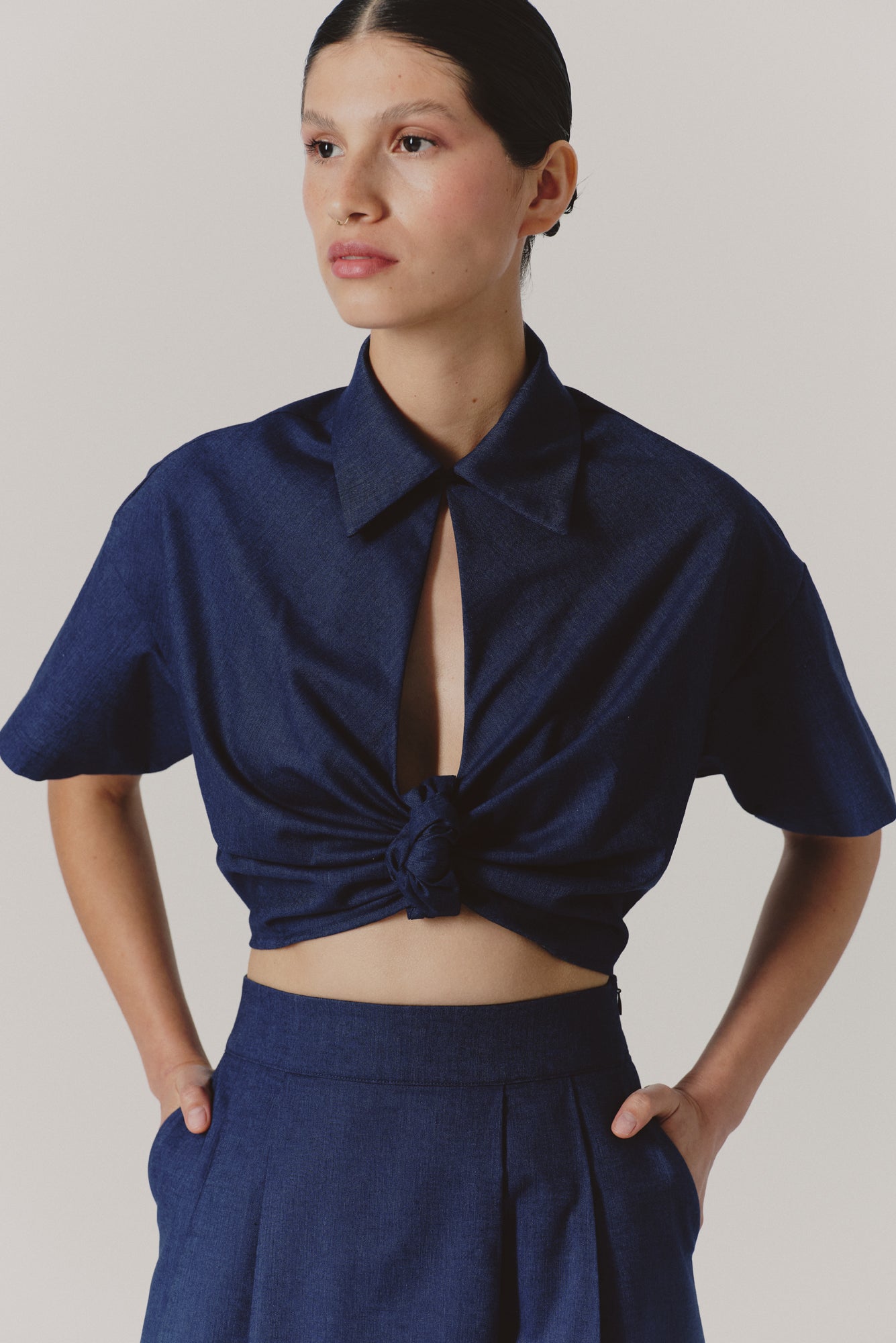 Myriam Blouse in Navy Denim