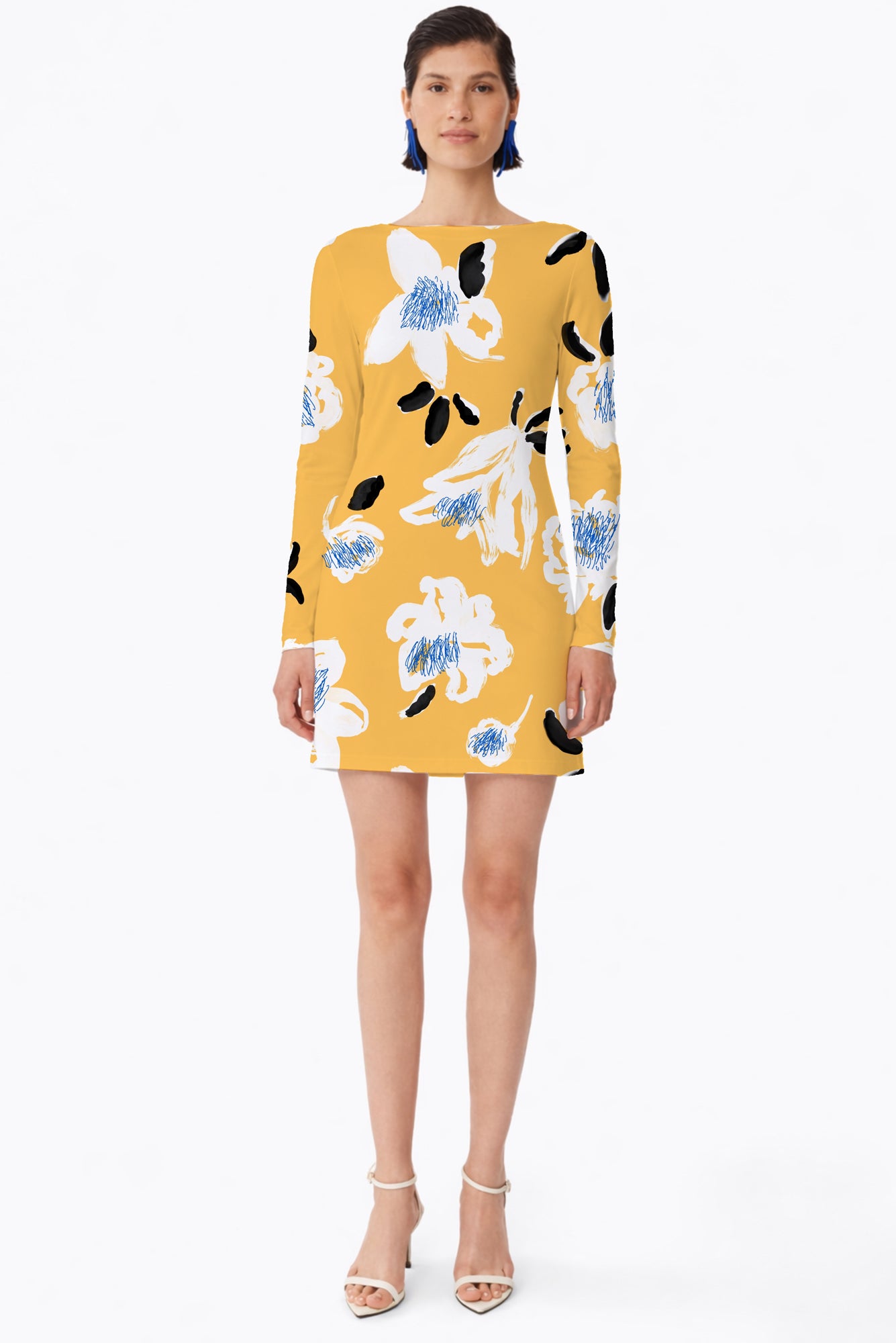 Rubi Dress in Peonia Yellow Print