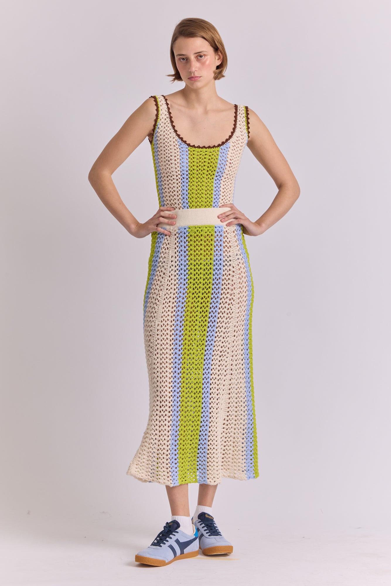Mantilla Skirt in White / Green / Sky Blue