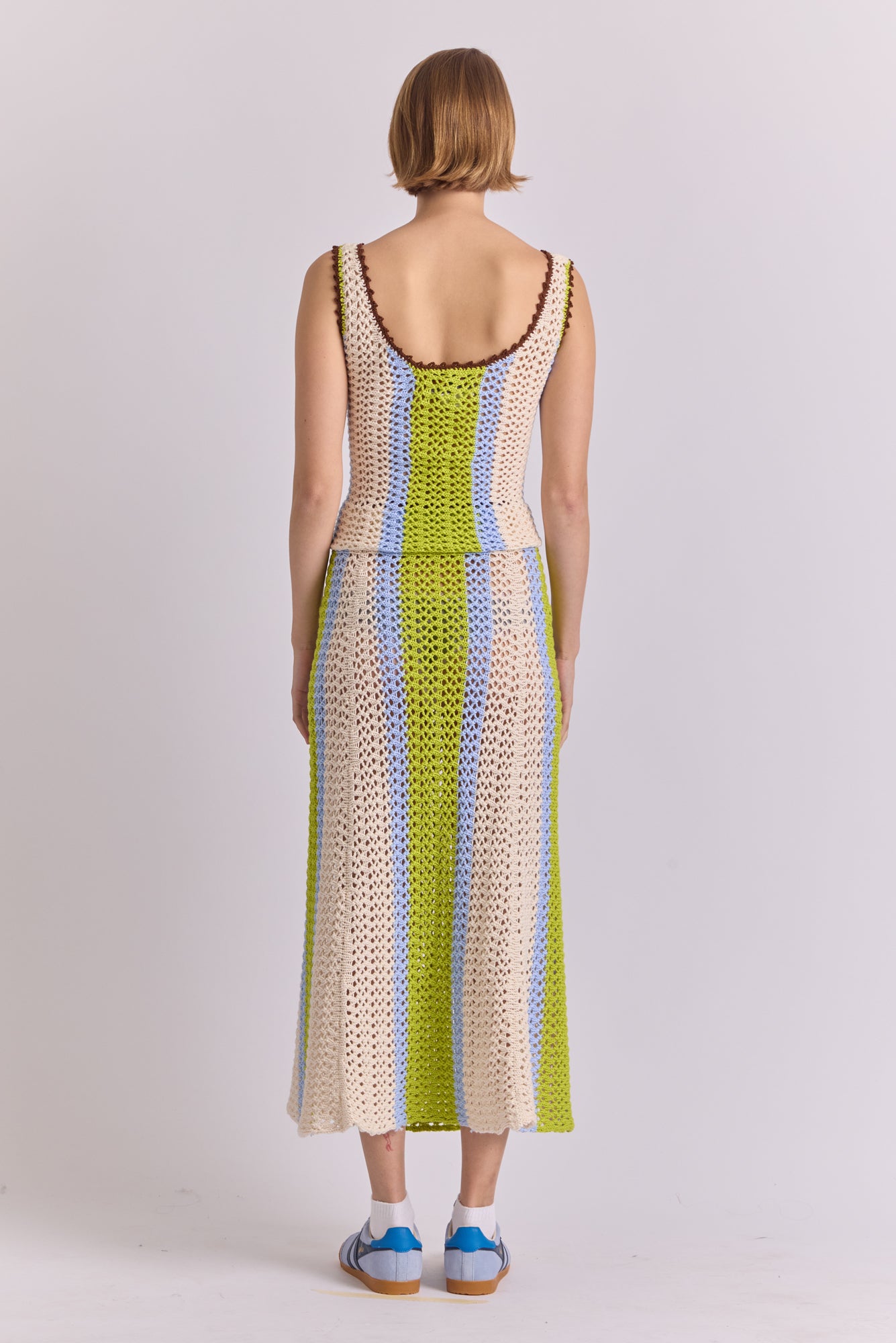 Mantilla Skirt in White / Green / Sky Blue