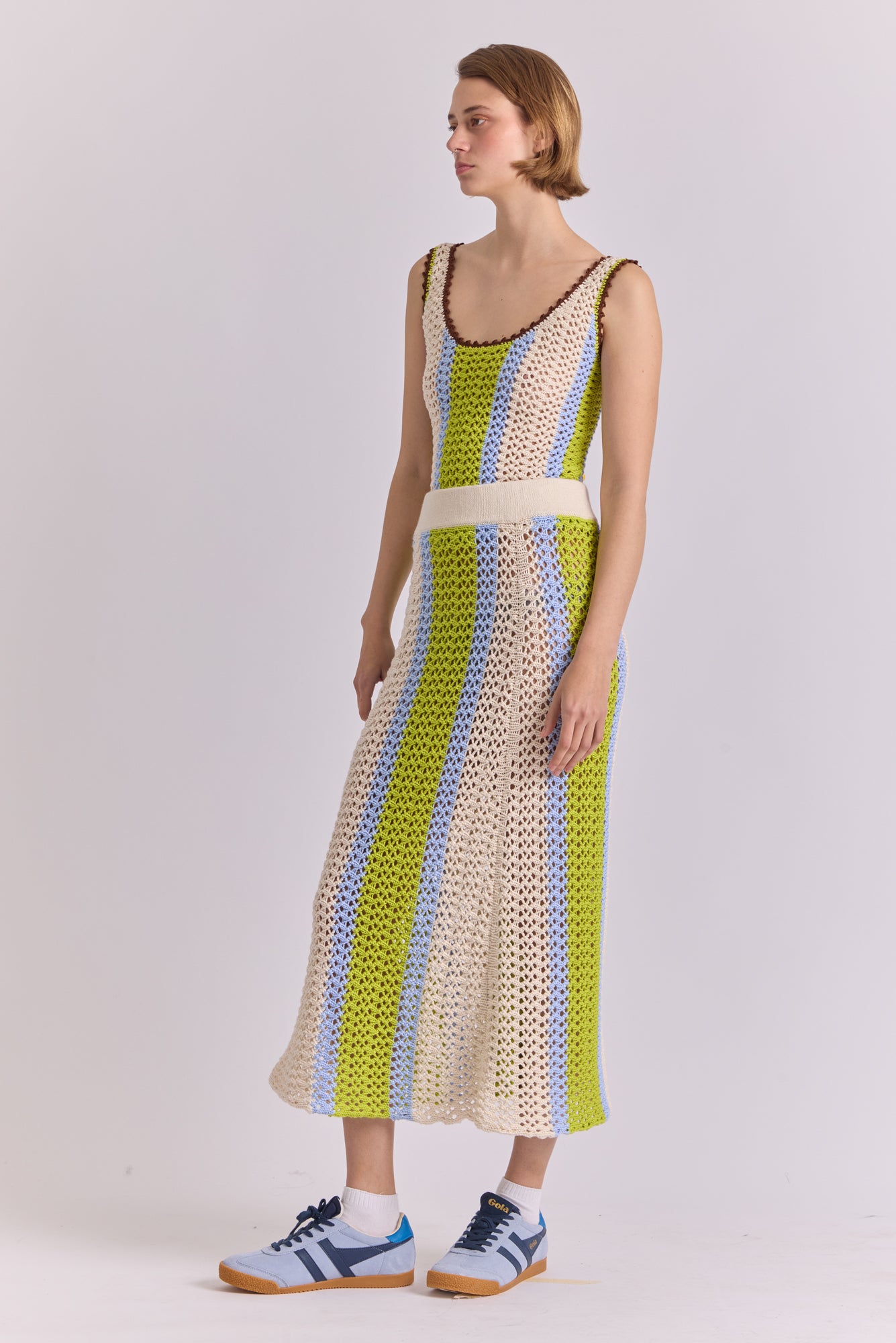Mantilla Skirt in White / Green / Sky Blue