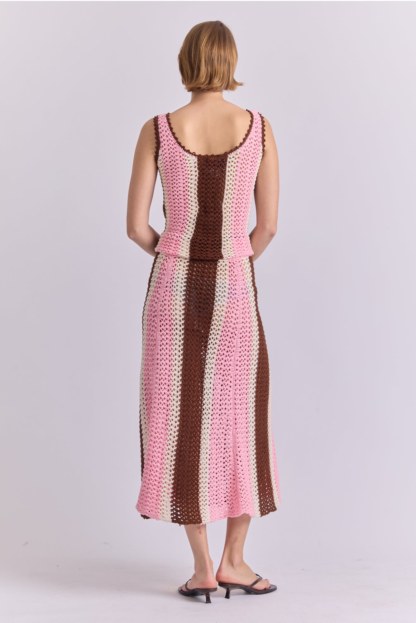 Mantilla Skirt in Pink / Brown / White