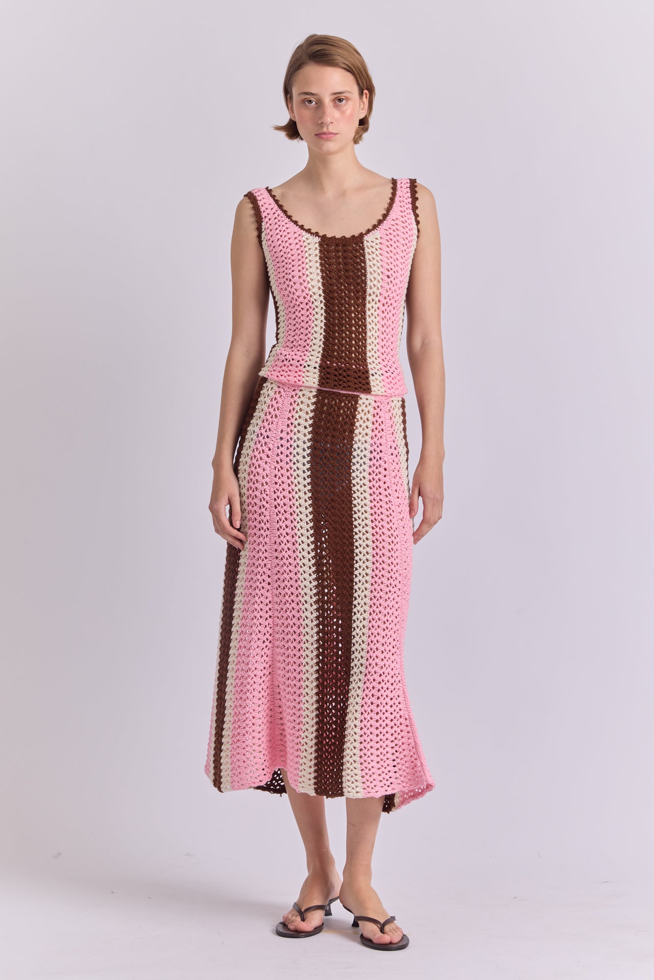 Mantilla Skirt in Pink / Brown / White