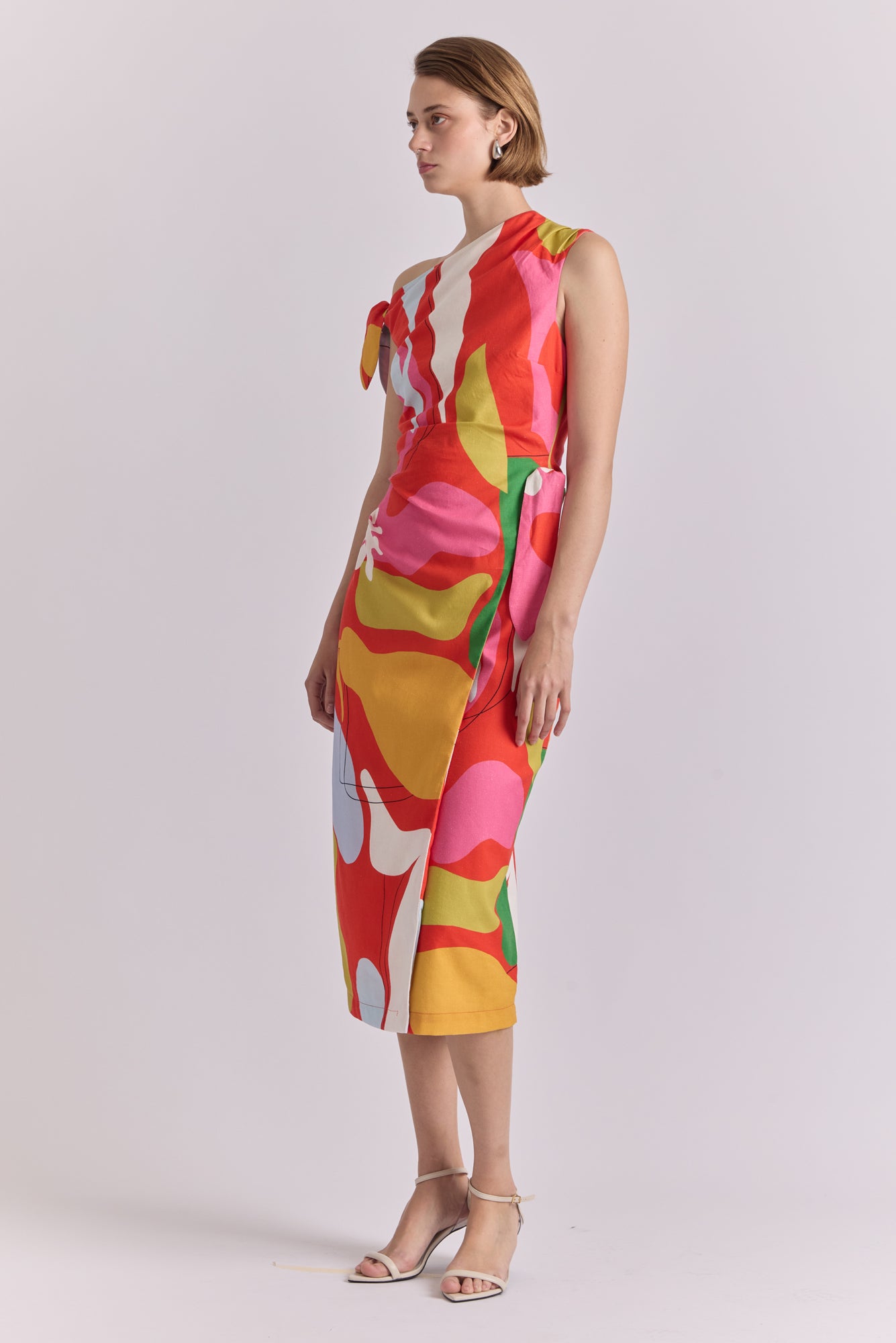 Cleo Dress in Hojas Pink Print