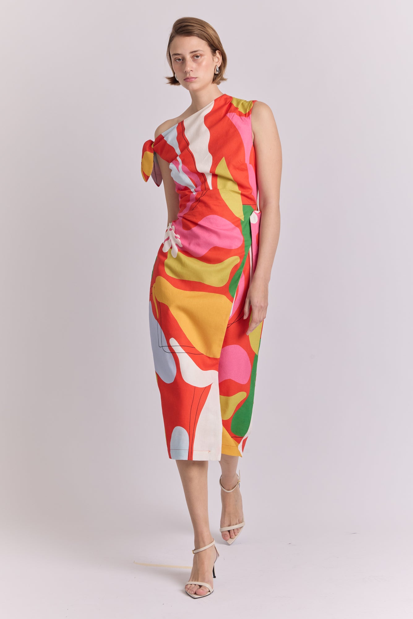 Cleo Dress in Hojas Pink Print