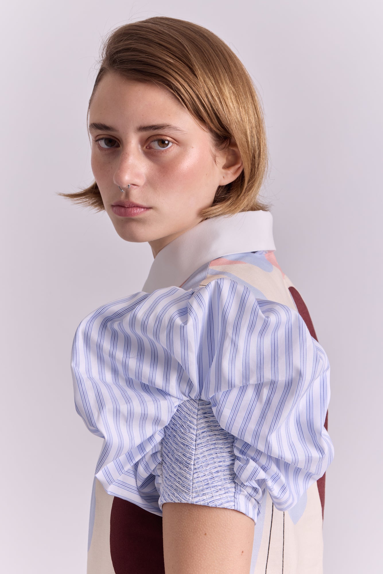 Pierina Blouse in Mil Rayas Blanco Print