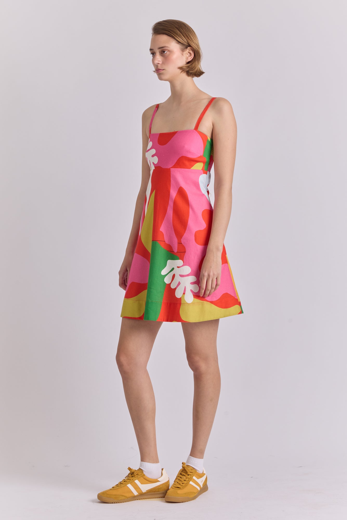 Vera Dress in Hojas Pink Print