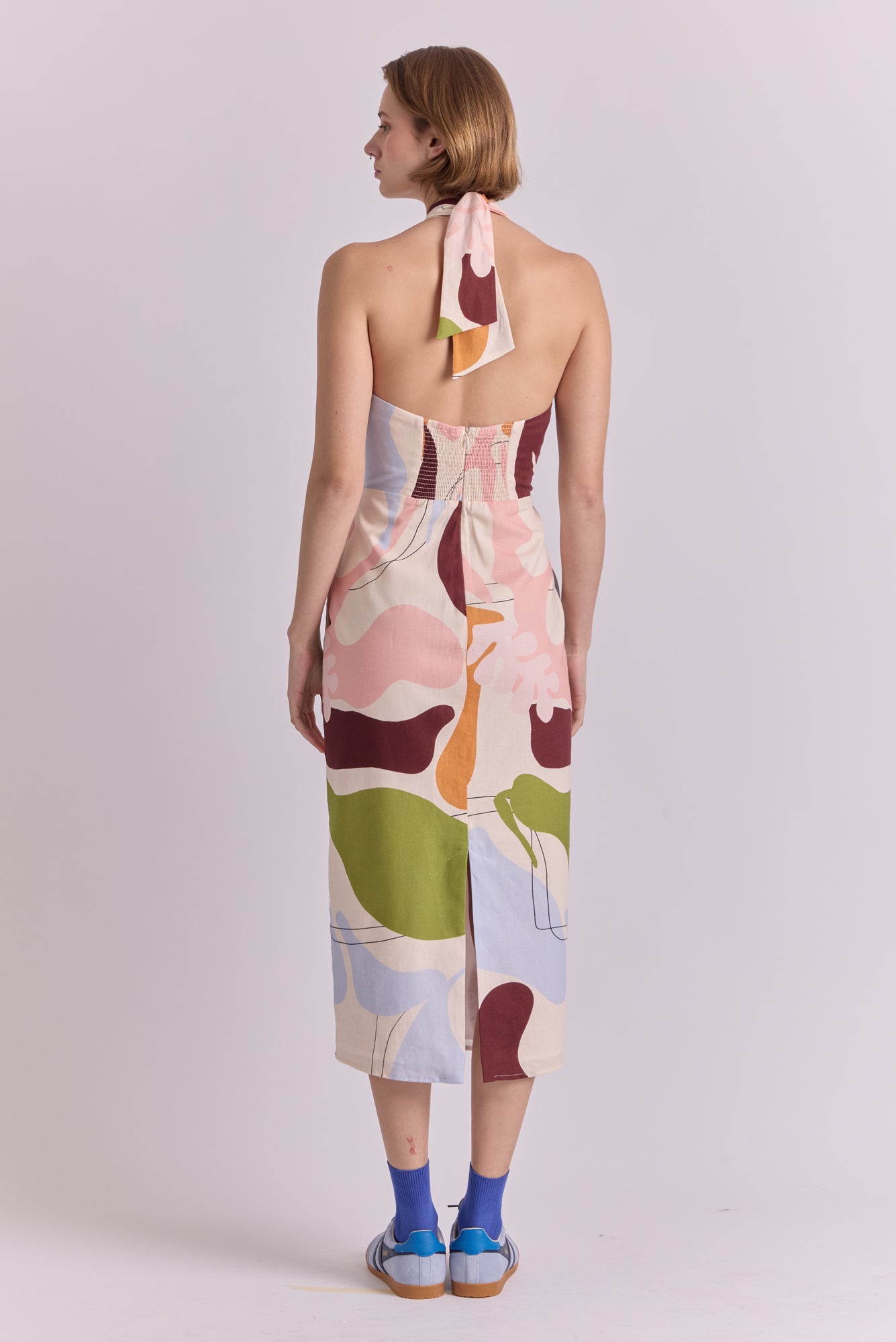 Georgia Dress in Hojas White Print