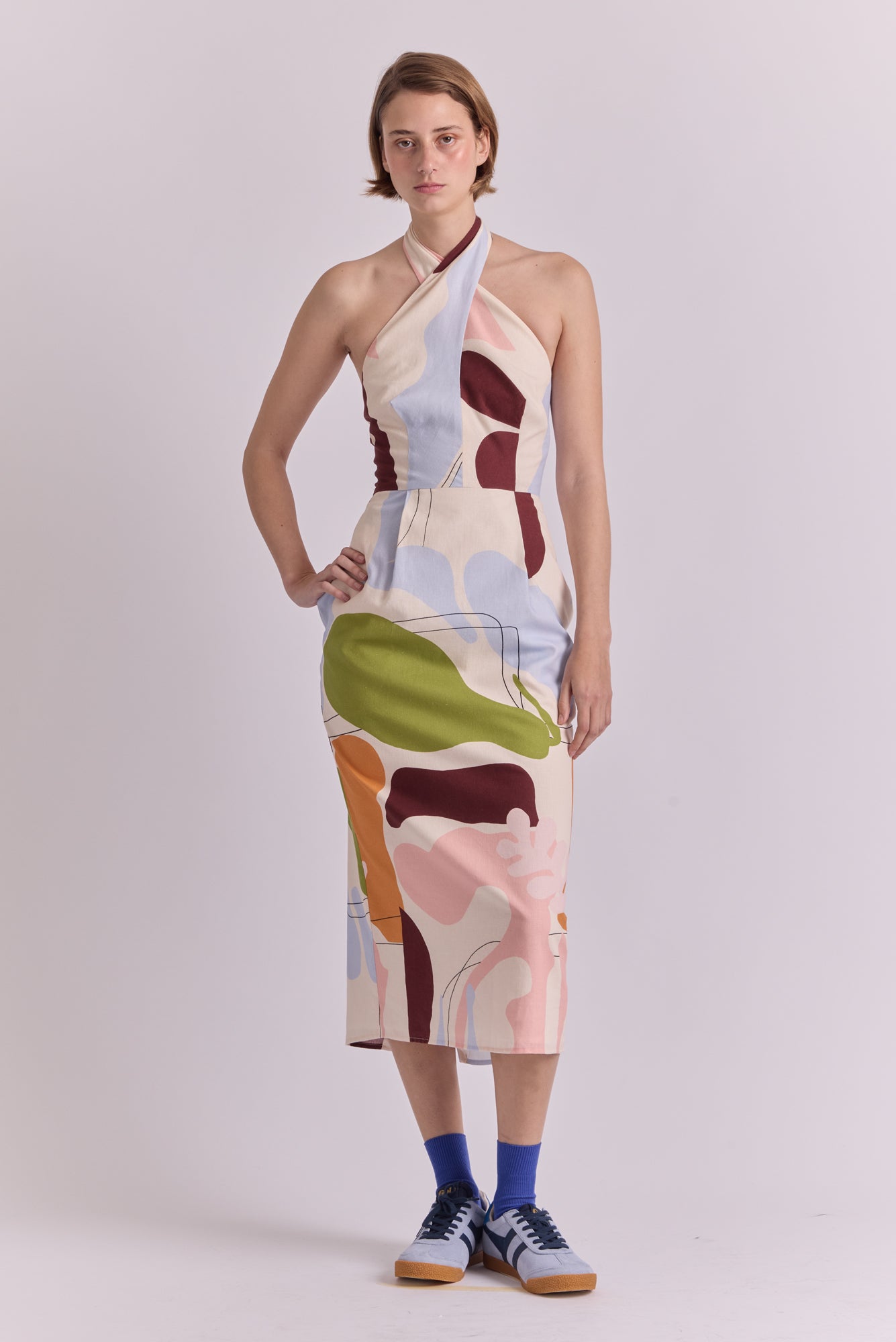 Georgia Dress in Hojas White Print