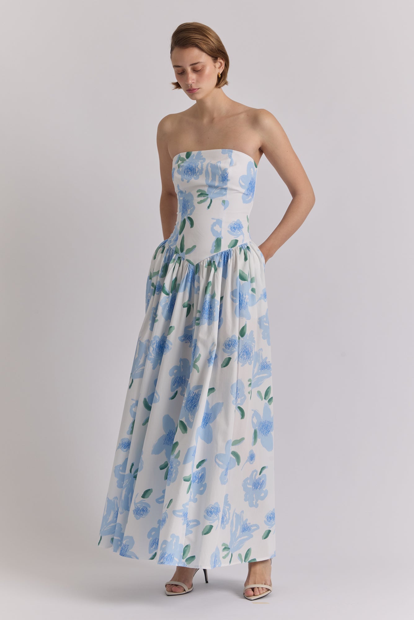 Golondrina Dress in Peonia Blue Print