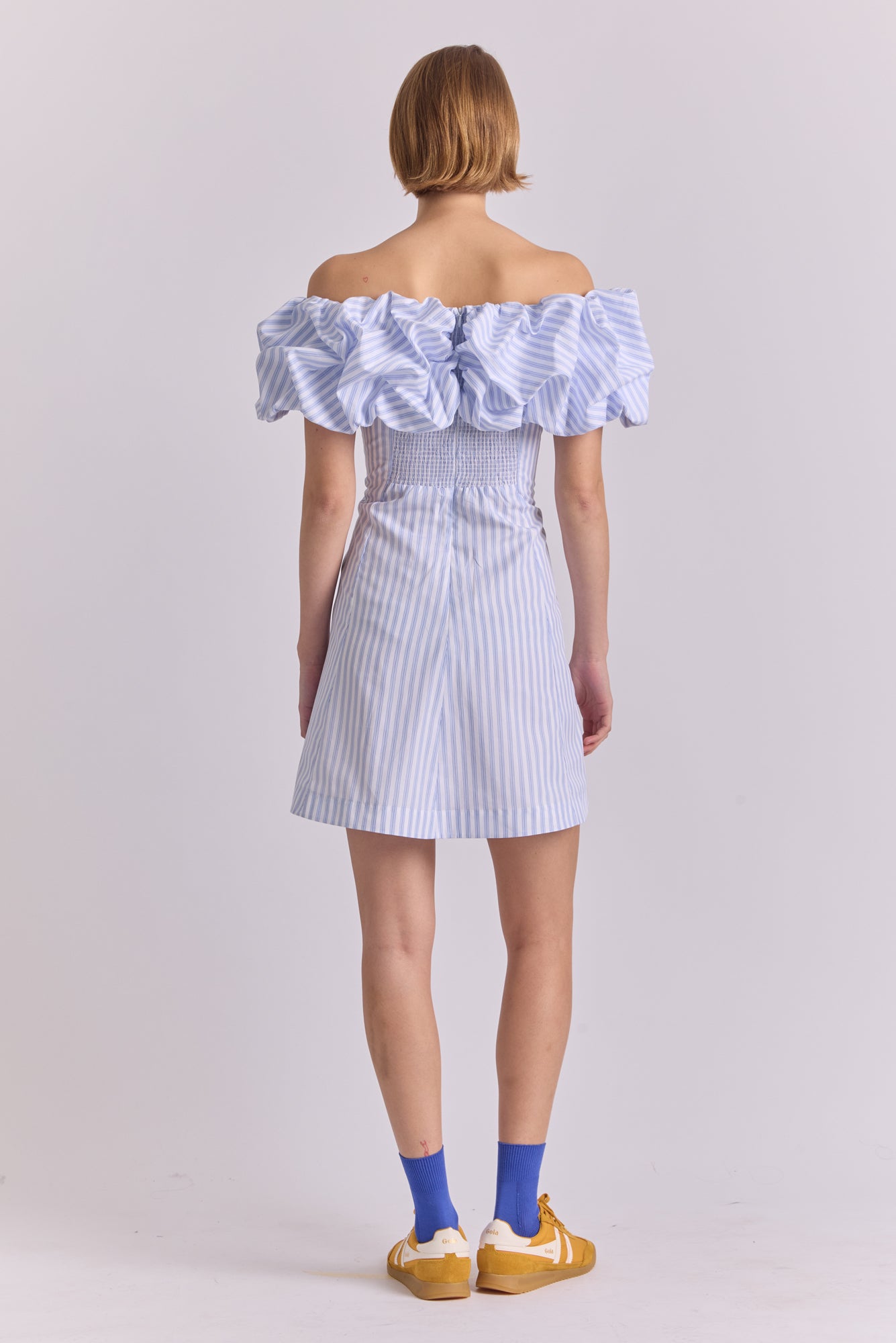 Cumaral Dress in Mil Rayas Blanco Print