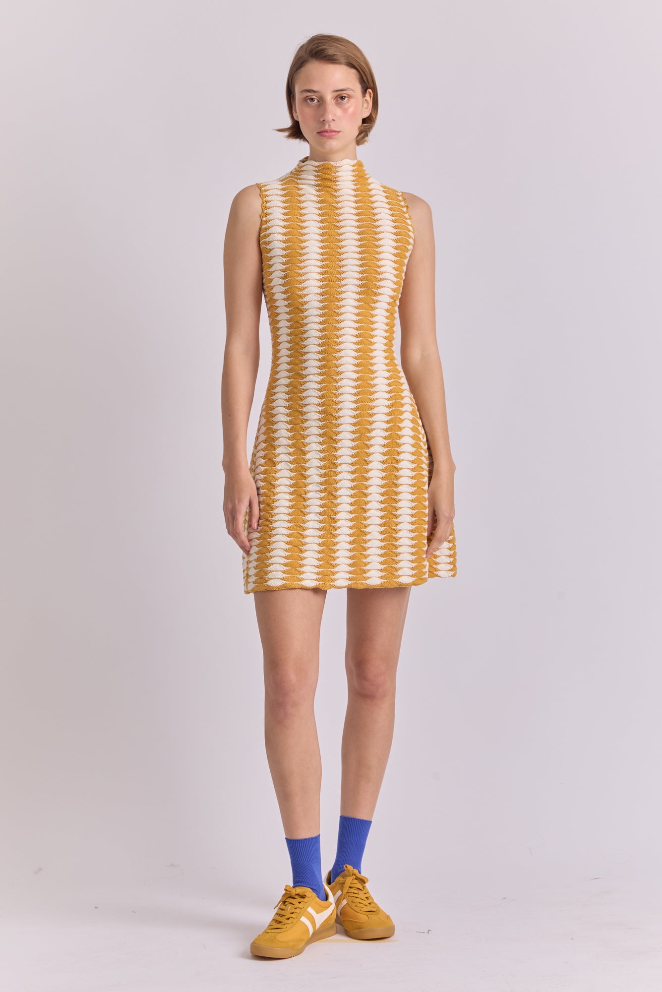 Monte Dress in Yellow / White