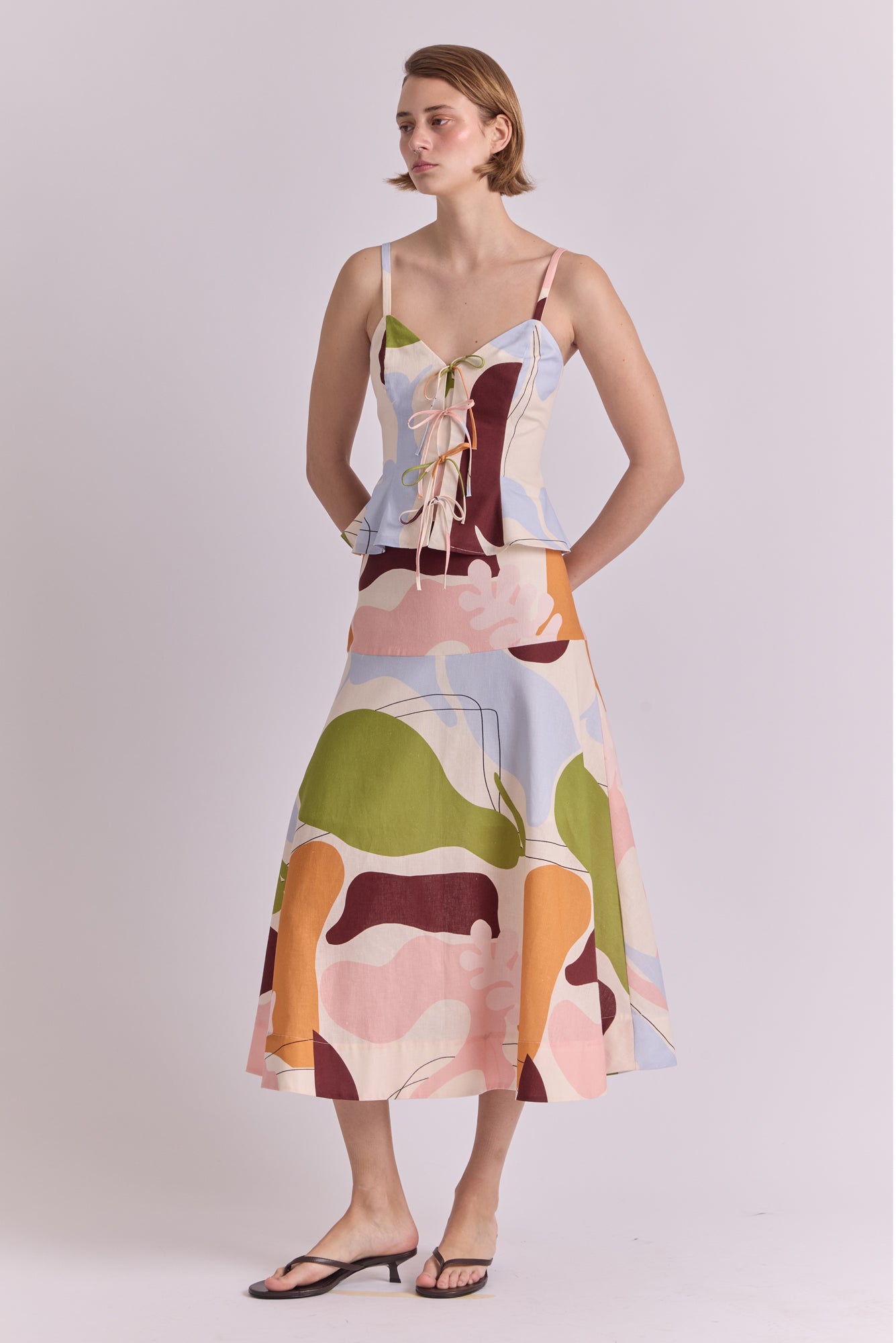 Valencia Skirt in Hojas White Print