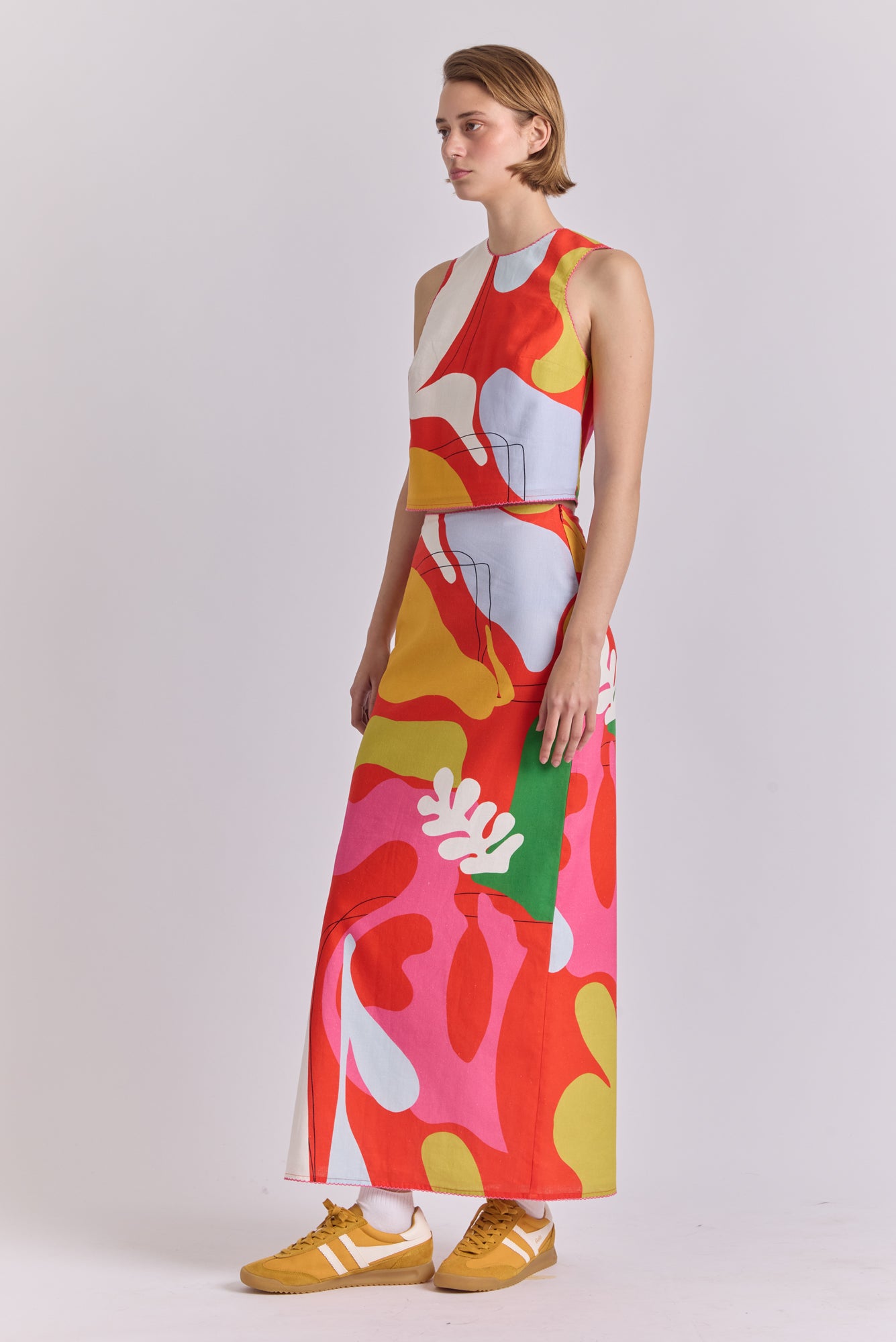 Polen Skirt in Hojas Pink Print