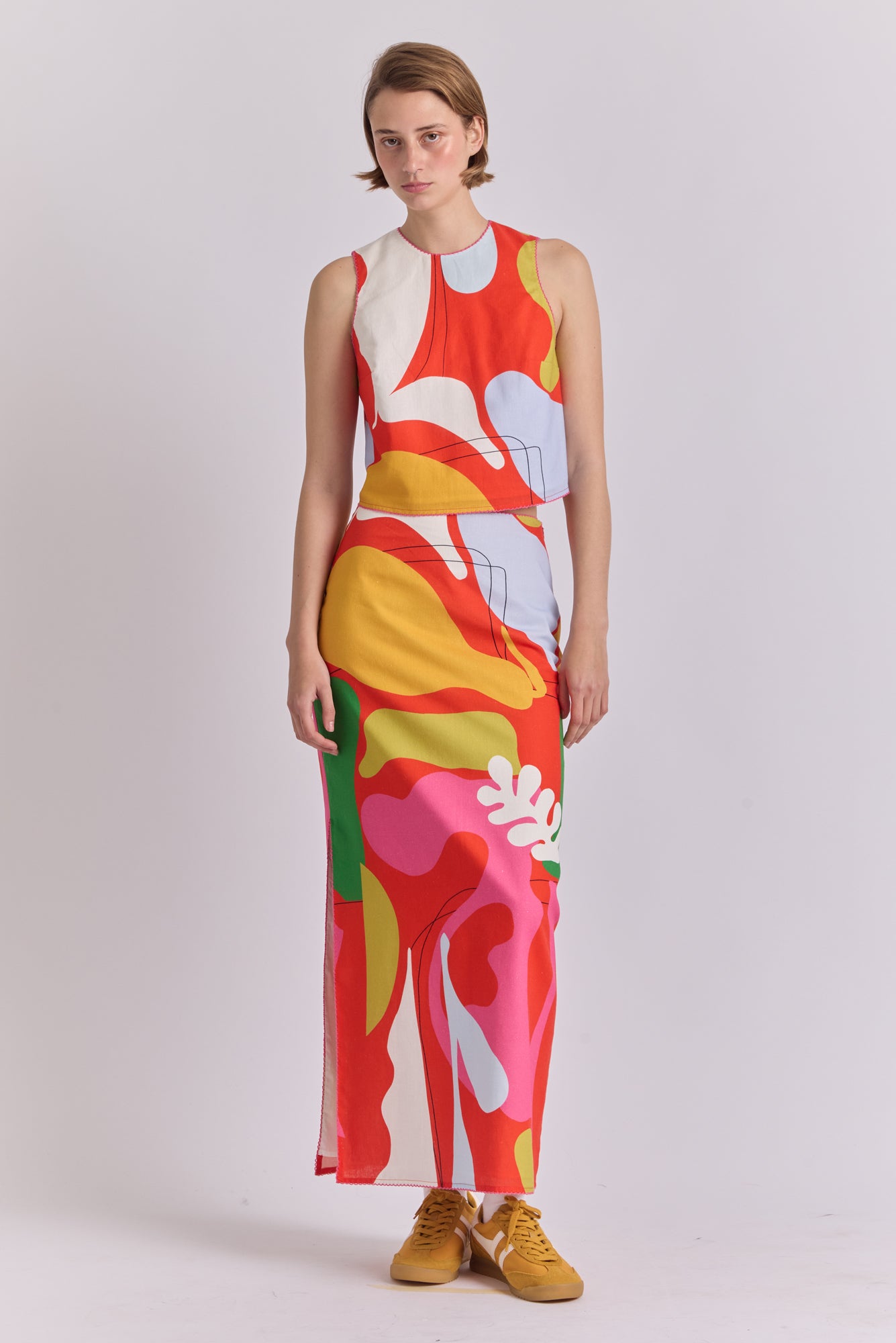 Polen Skirt in Hojas Pink Print