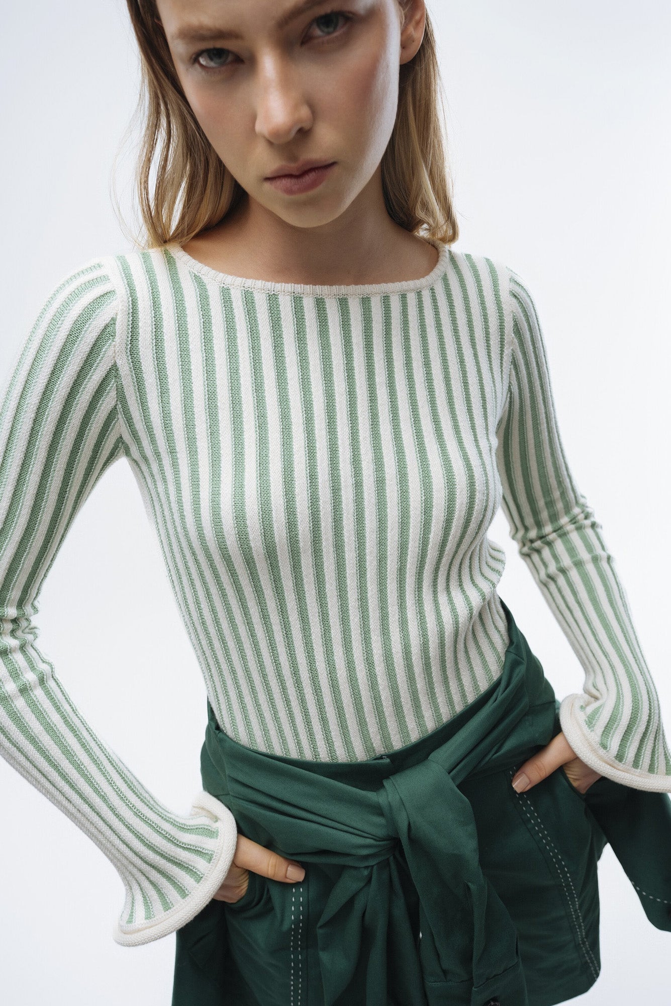 Teresa Sweater in Peppermint / White