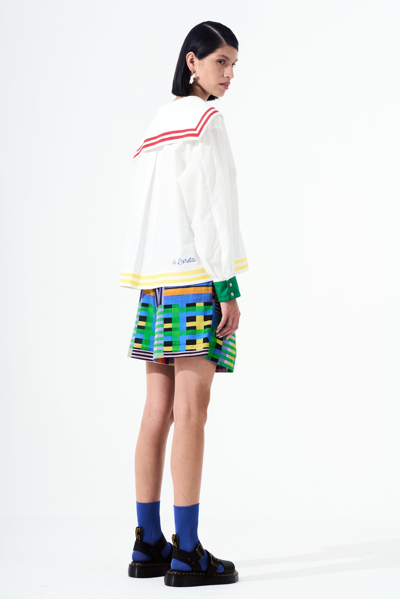 Marina Blouse in White / Multicolor